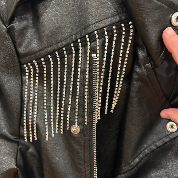 Signature 8 Vegan Leather Rhinestones Fringe Jacket Swiftie Jacket size medium - Picture 4 of 10